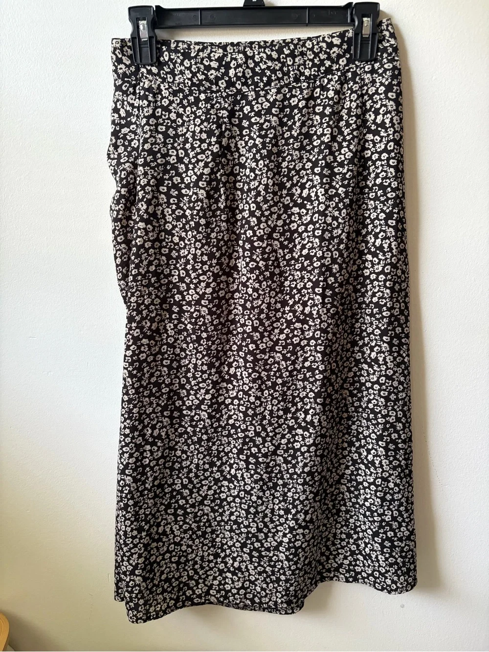 Black & White Floral Midi Skirt